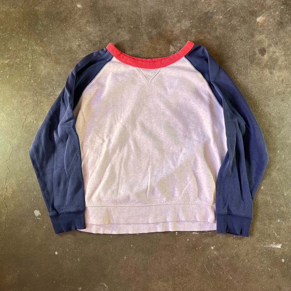 True vintage inspired casual heather white/blue baggy sweater women’s size XL